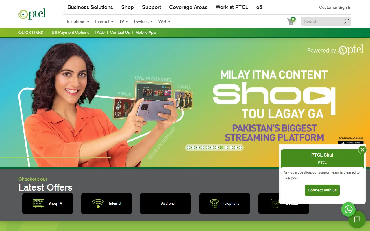 Screenshot of www.ptcl.com.pk