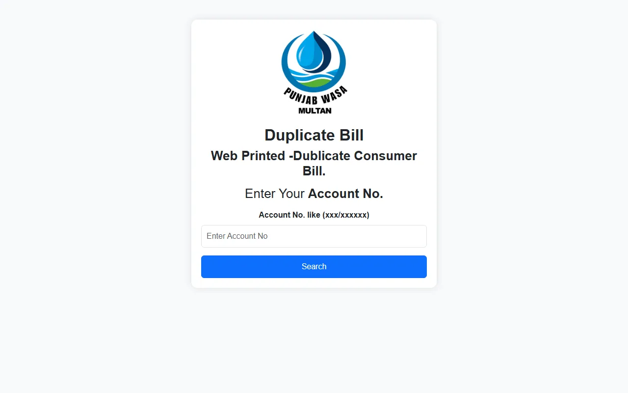 Screenshot of cms.wasamultan.gop.pk/public/online_bill